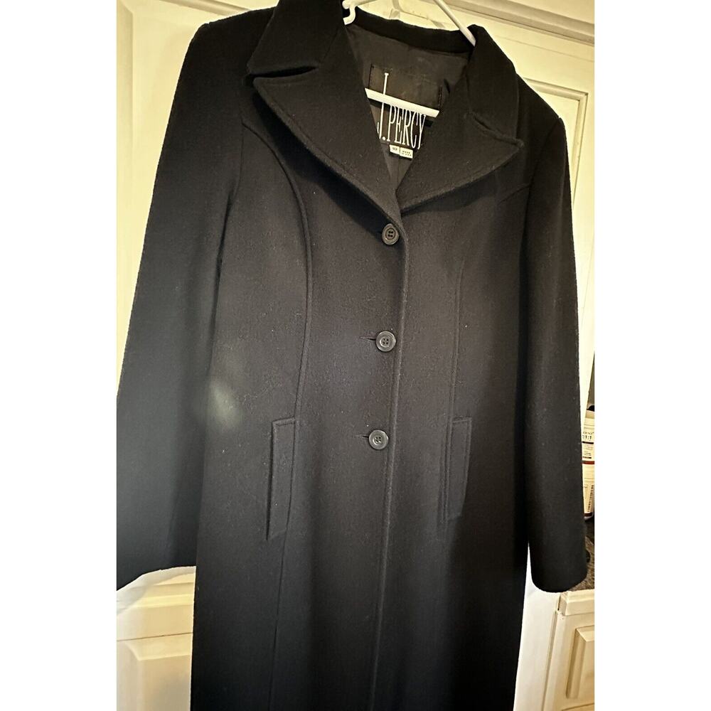 J. Percy 100% Wool Size 10 Black Formal Winter Coat Jacket Women Made In USA